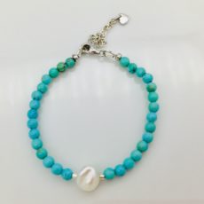 Bracelet en Turquoise et Perle d'eau douce semi-baroque